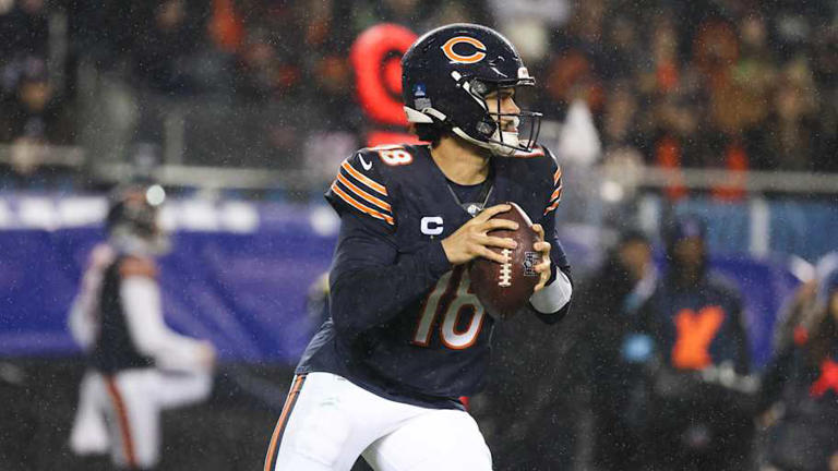 Dec 26, 2024; Chicago, Illinois, USA; Chicago Bears quarterback Caleb Williams (18) rolls out of the pocket during the third quarter against the Seattle Seahawks at Soldier Field. Mandatory Credit: Talia Sprague-Imagn Images | Talia Sprague-Imagn Images