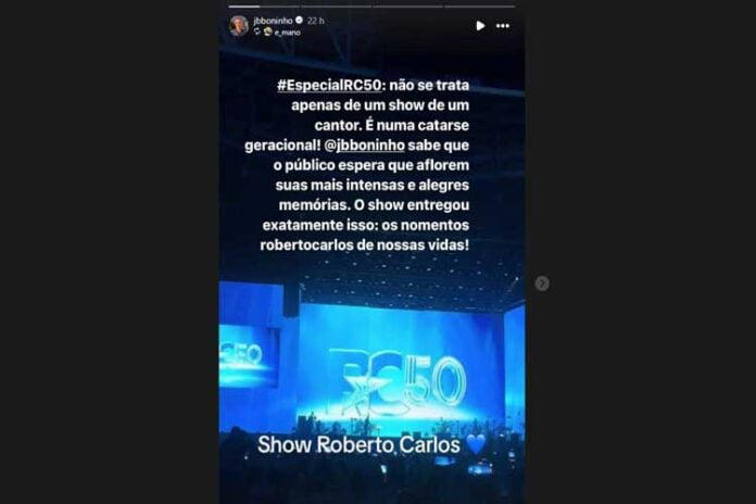 Boninho enaltece Especial de Roberto Carlos – Reprodução/Instagram