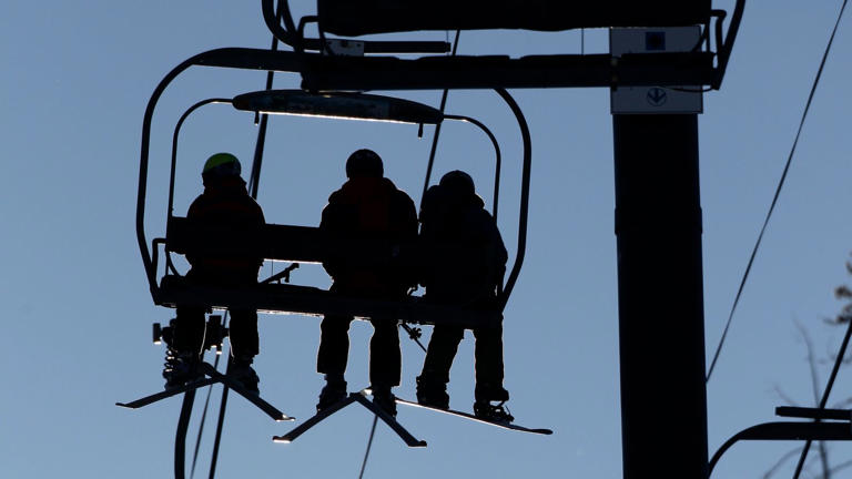 Skiers on a ski lift at Winter Park, Colorado, in 2012. File pic: AP