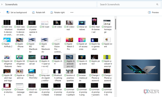 Screenshot showing Windows preview pane
