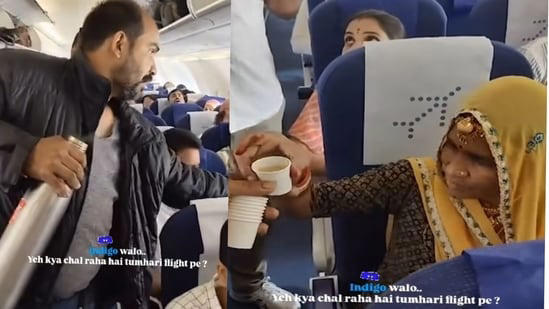 A viral video of men serving tea on an aeroplane sparks mixed reactions online.