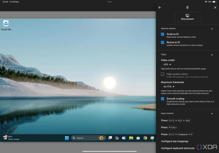 Settings to change on remote desktop