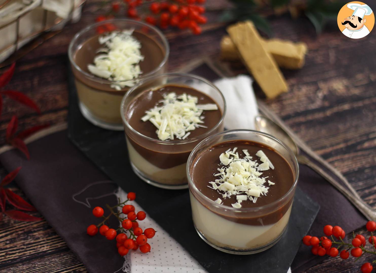 Törtchen aus schokolade und nougat. einfaches rezept