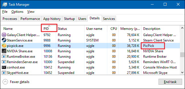 Sort by Process ID (PID), then find the associated application. 