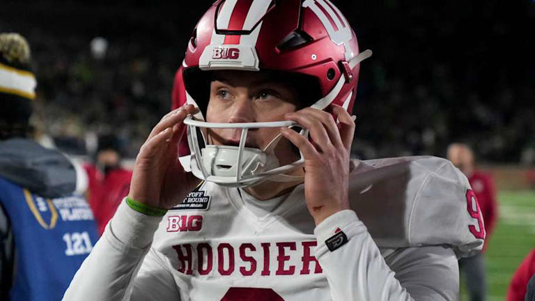 Indiana Hoosiers quarterback Kurtis Rourke (9) leaves the field after losing a game between the Indiana Hoosiers and the Notre Dame Fighting Irish in first round of the College Football Playoff on Saturday, Dec. 21, 2024, in South Bend. Notre Dame defeated Indiana 27-17. | Christine Tannous/IndyStar / USA TODAY NETWORK via Imagn Images