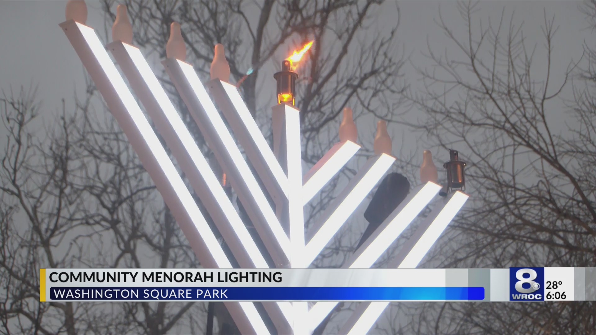 First night of Hanukkah Menorah lit in Rochester’s Washington Square Park