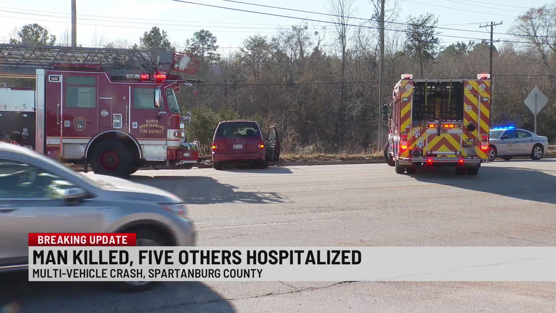 1 killed, 5 injured in Spartanburg Co. multicar crash