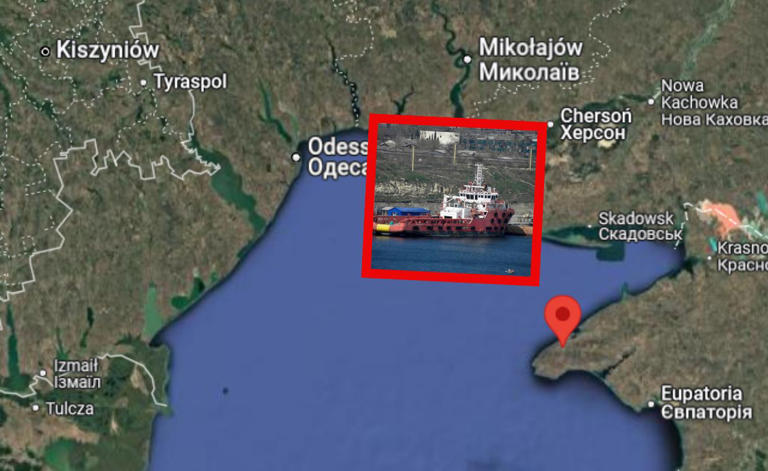 Ukrainian drone strikes Russian-seized ship in Crimea