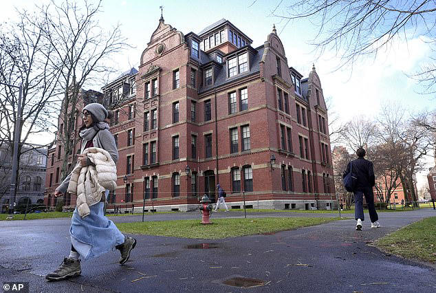 Top institutions including Harvard (pictured) and NYU have given out recommendations for international pupils in light of Trump's pledges to instate more hardline immigration policies on his return to the White House on January 20