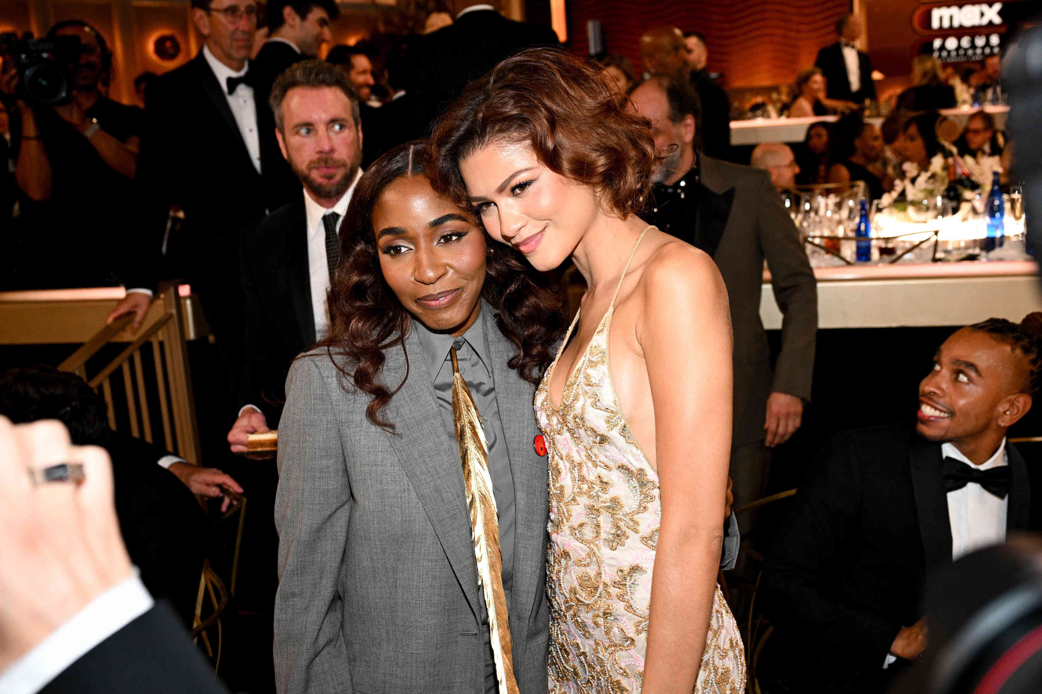 Zendaya Changed into a Plunging Beaded Slip Dress at the 2025 Golden Globes