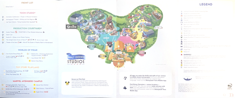 Walt Disney Studios Park Map