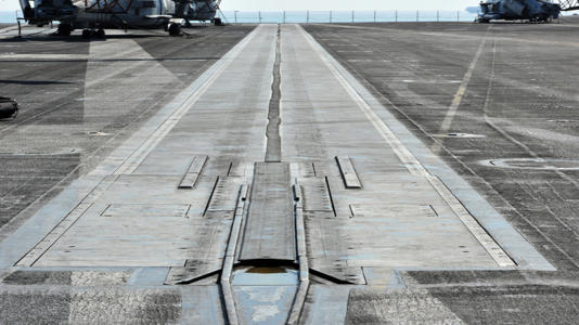 Catapult runway on an aircraft carrier