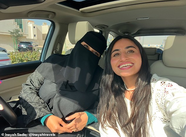 Inayah with one of her Saudi friends. The traveller says: 'Saudi people are some of the most hospitable and welcoming you'll ever meet'