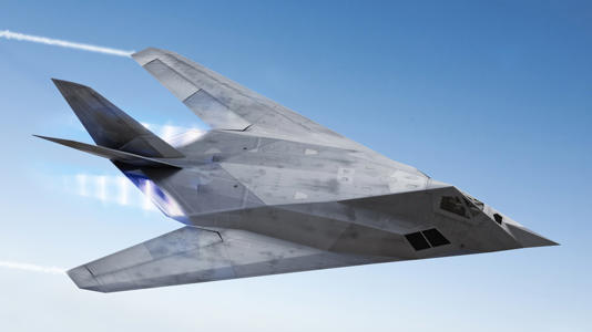 a stealthy F-117 in flight