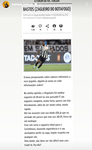 Zagueiro eleito o melhor do Brasileirão publica tópico de usuário do Meu Timão; confira