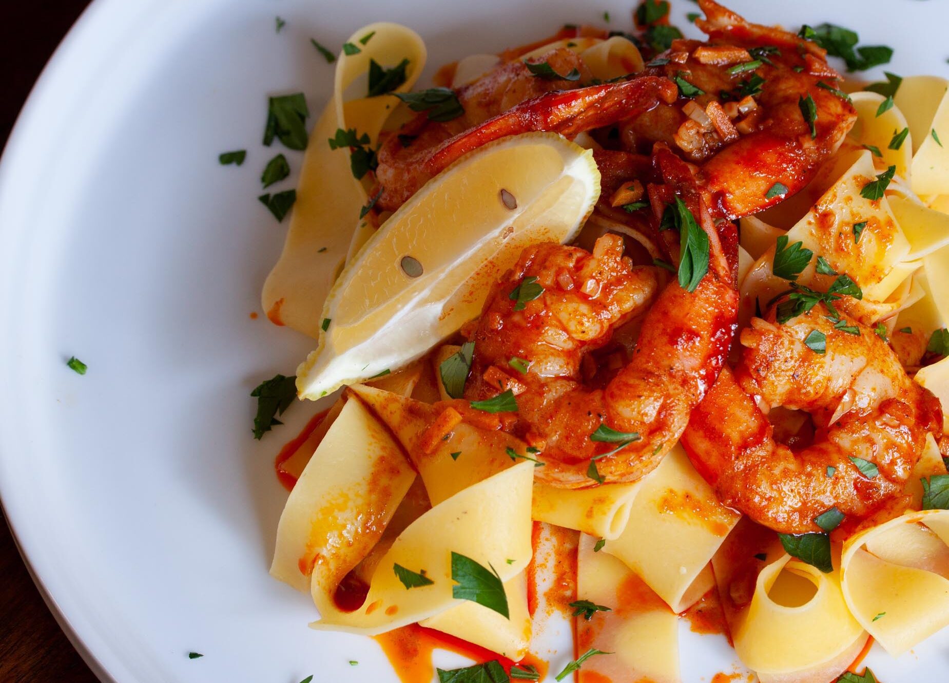 Pappardelle with Spanish spiced shrimps - easy & fast!