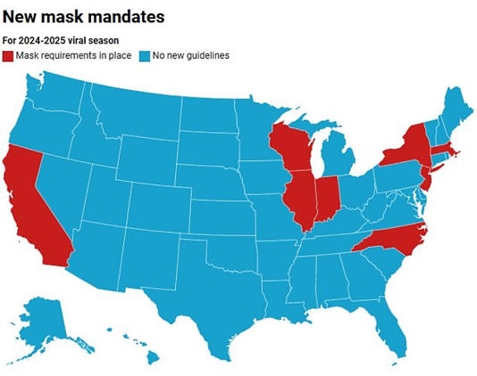 Map reveals where face mask mandates are back amid fears of quad-demic