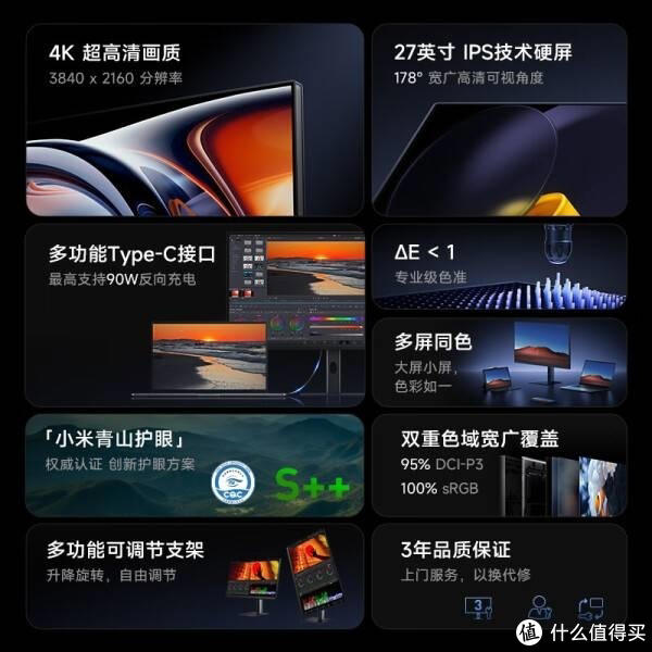小米Redmi 27英寸4K超清显示器A27U Type-C版，开启视觉新纪元