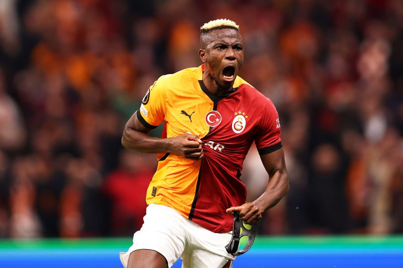 Victor Osimhen celebrating a goal for Galatasaray
