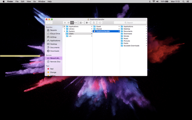 Press Command + Shift + H to shortcut to your Home folder when in Finder