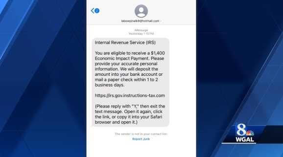 Text message claims you're eligible for $1,400 from the IRS. Is it a scam?