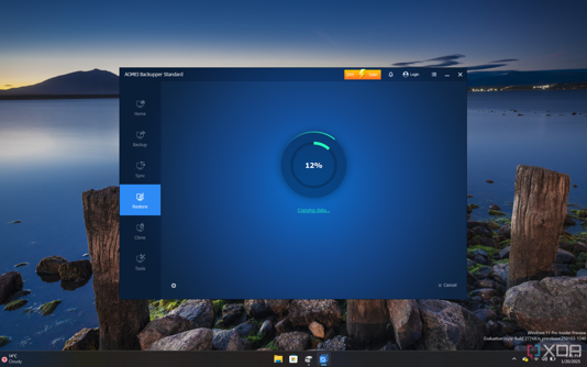 Screenshot of AOMEI Backupper Standard restoring a backed up partition image