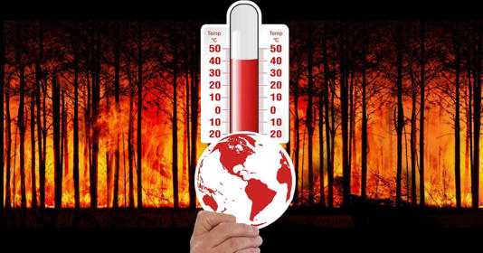 The surging temperature of planet Earth with a background of flaming forests. (Representative Image Source: Pixabay | Geralt)