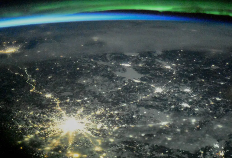 Moskau von oben auf einem Foto vom März 2021 von der ISS aus gesehen.