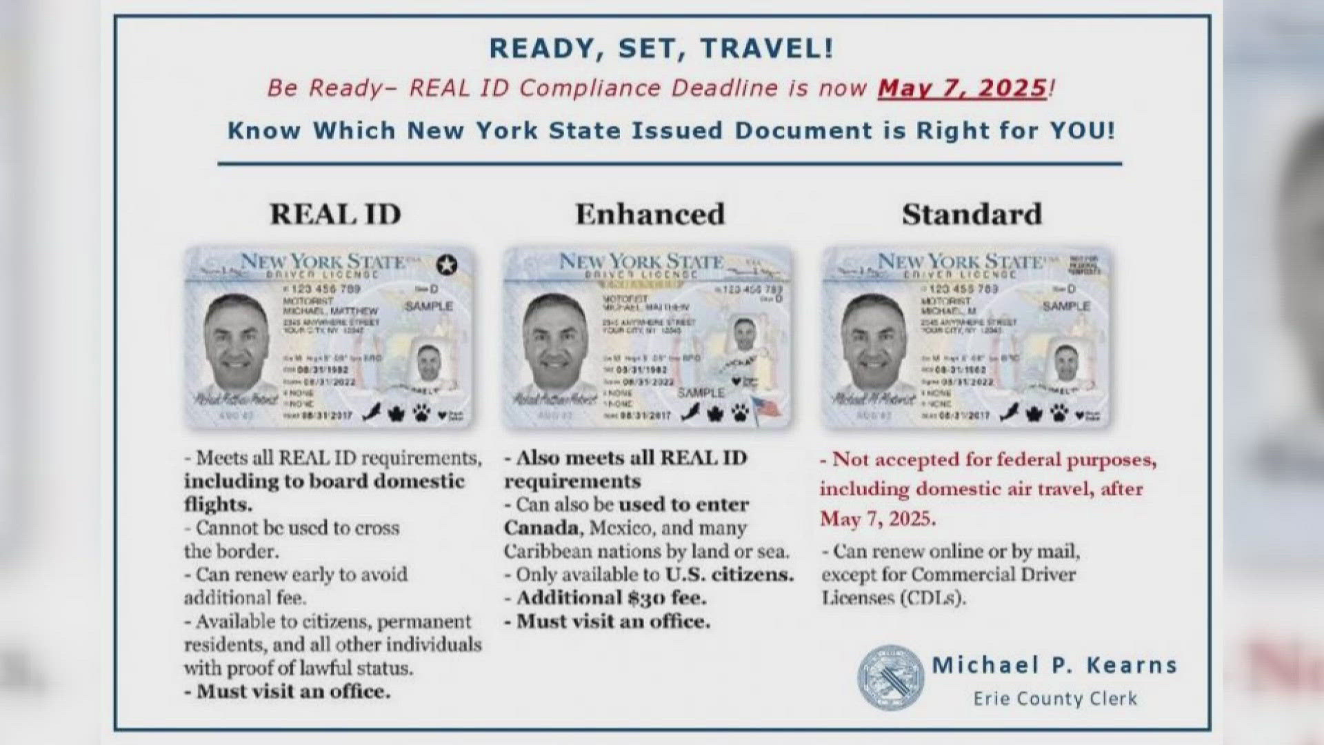 NYS DMV reminder to get Real ID before May 7th