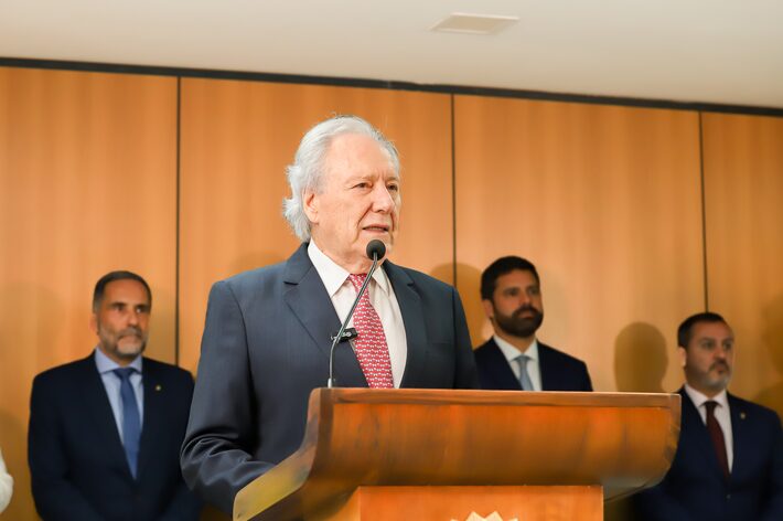 O ministro da Justiça, Ricardo Lewandowski, durante uma entrevista a jornalistas em janeiro deste ano Foto: Jamile Ferraris/MJSP