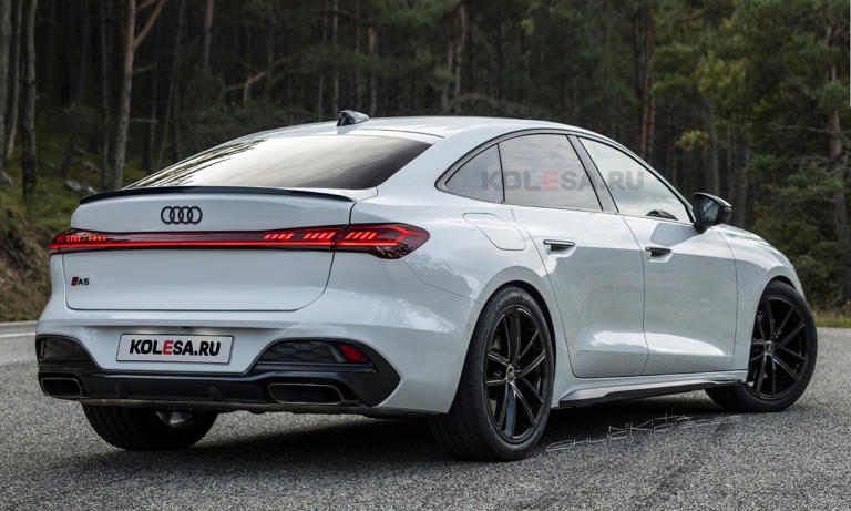 Nuevo Audi A5 Sportback rear-side render by Kolesa