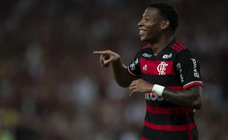 Plata marcou um dos gols no Flamengo. Foto: Jorge Rodrigues/AGIF