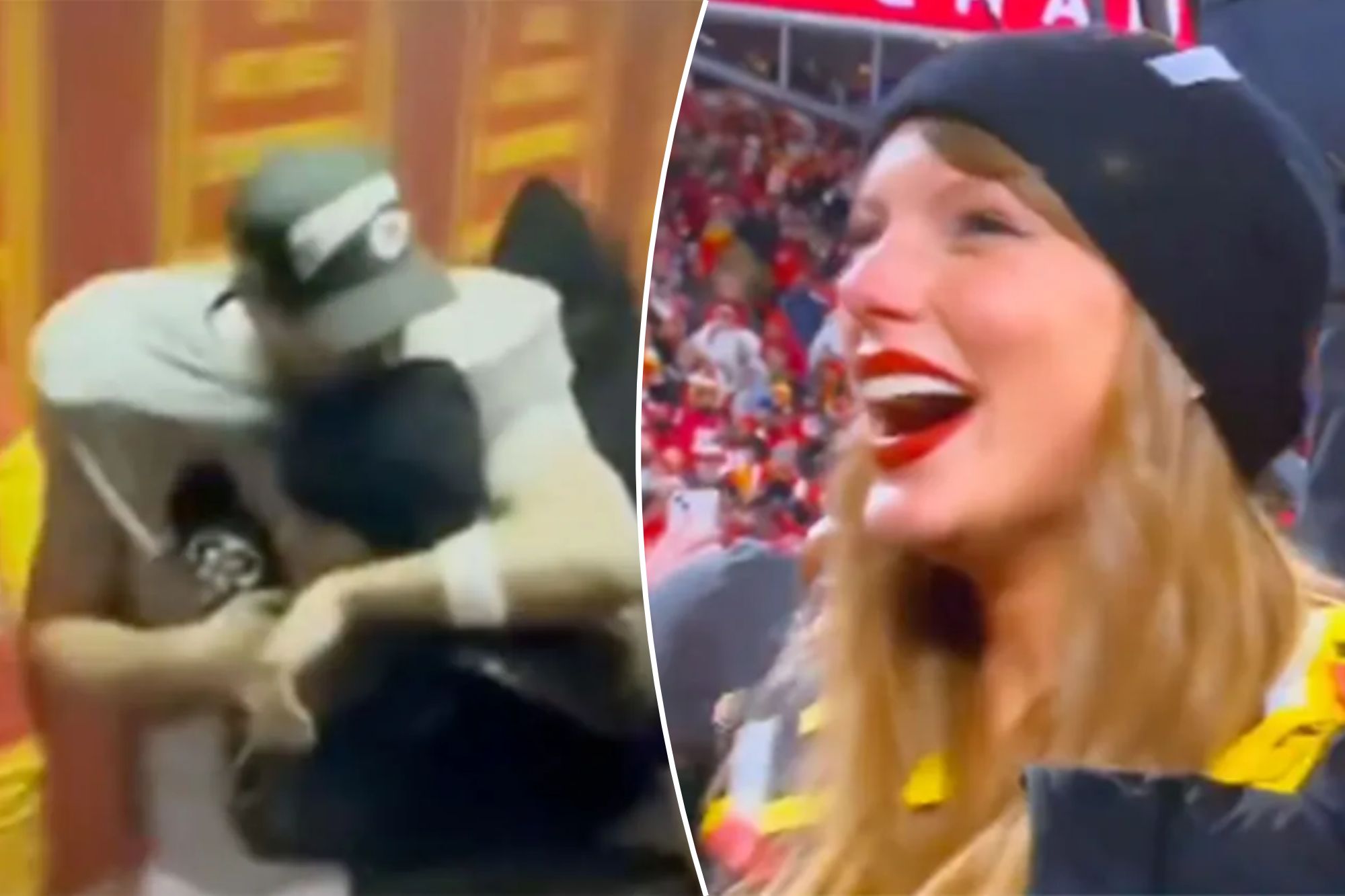 Travis Kelce embraces giddy Taylor Swift in Chiefs tunnel after AFC
