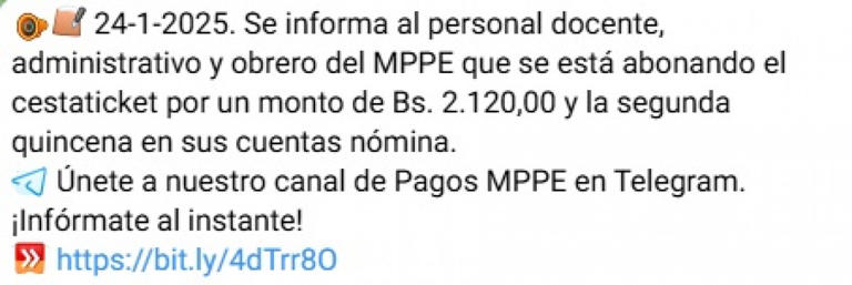 Nuevos Pagos MPPE para este 29 de enero