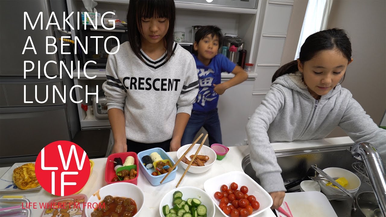 Making a bento picnic lunch in Japan