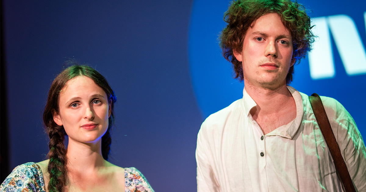 Øde og Aftur Nerdrum aktuell med programmet «Familien Nerdrum» under NRKs presentasjon av høstprogrammer i Studio 1 på Marienlyst i Oslo i 2024. Foto: Thomas Fure / NTB