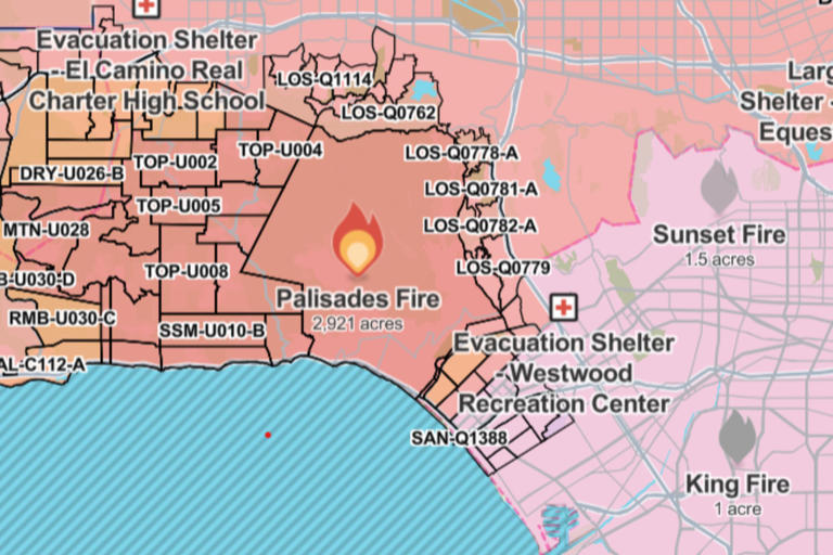 California Fire Map, Update as Palisades, Eaton, Hurst Blazes Burn LA