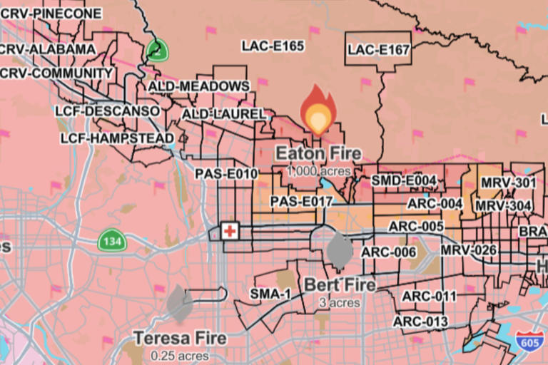 California Fire Map, Update as Palisades, Eaton, Hurst Blazes Burn LA