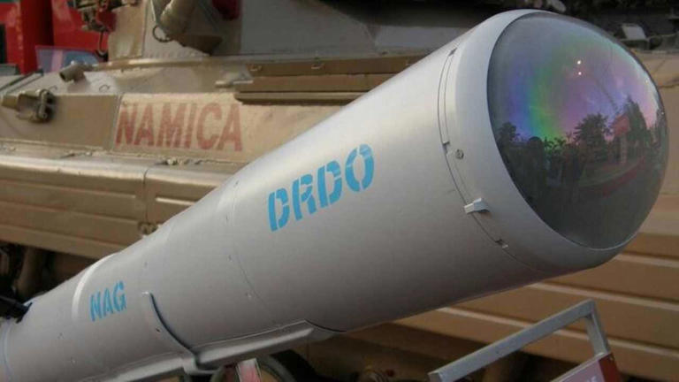 Nag Missile System: The Nag Missile System is a third-generation missile tank that bears the strength of engaging and destroying enemies at any time. The NAG missile system was one of the first five strategic missiles to be developed by the Indian Ministry of Defence's integrated guided missile development program (IGMDP). (Image: DRDO)