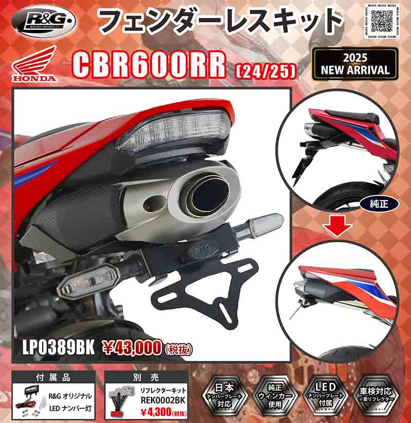 CBR600RR（24／25）用「フェンダーレスキット」がネクサスから発売！