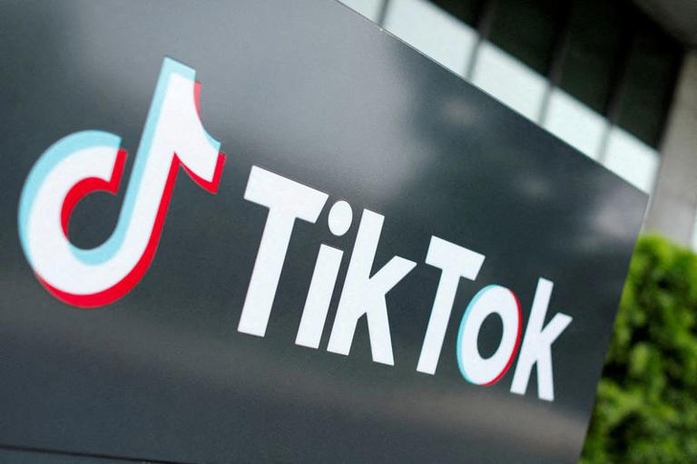 FILE PHOTO: The TikTok logo is pictured outside the company's U.S. head office in Culver City, California, U.S., September 15, 2020.  REUTERS/Mike Blake/File Photo