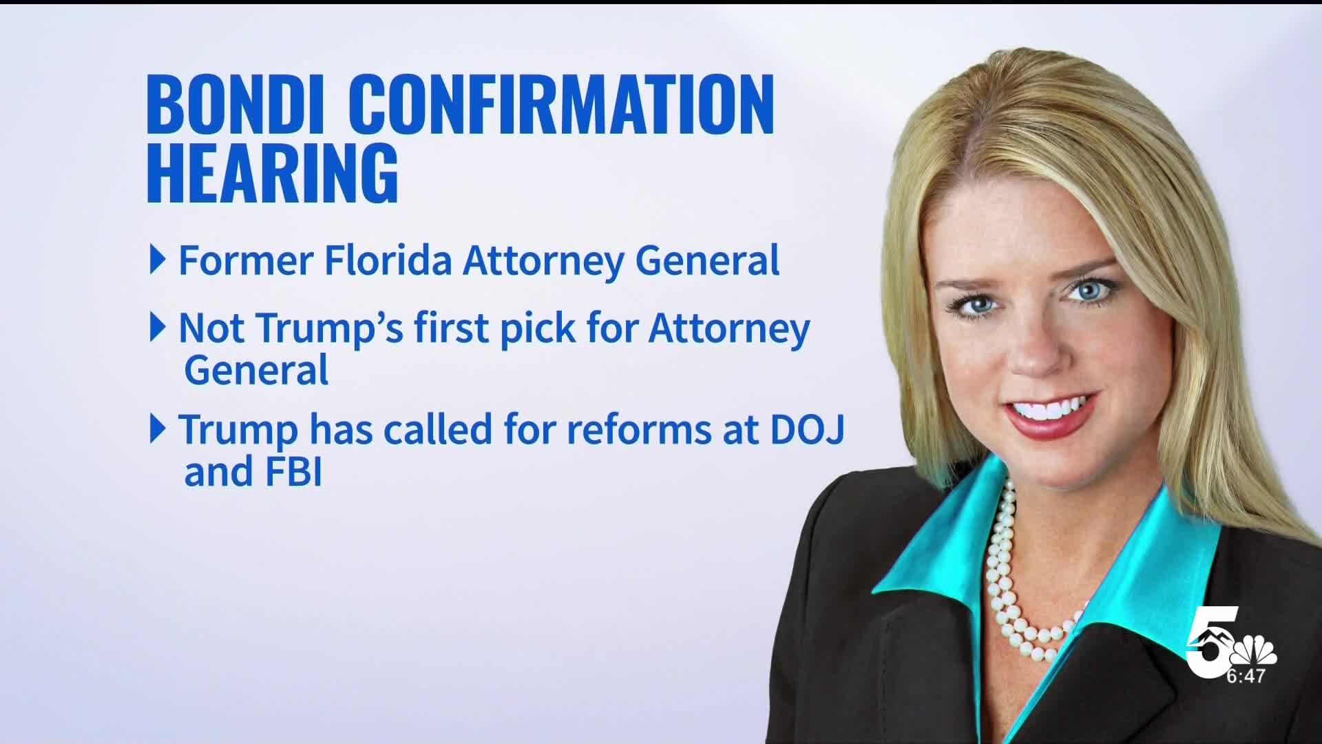 Pam Bondi confirmation hearing begins Wednesday
