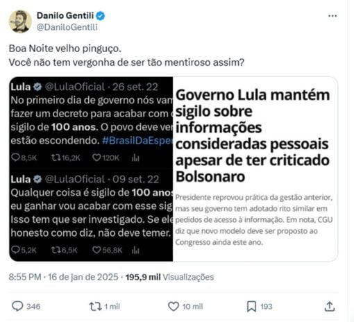 Post de Gentili – Twitter