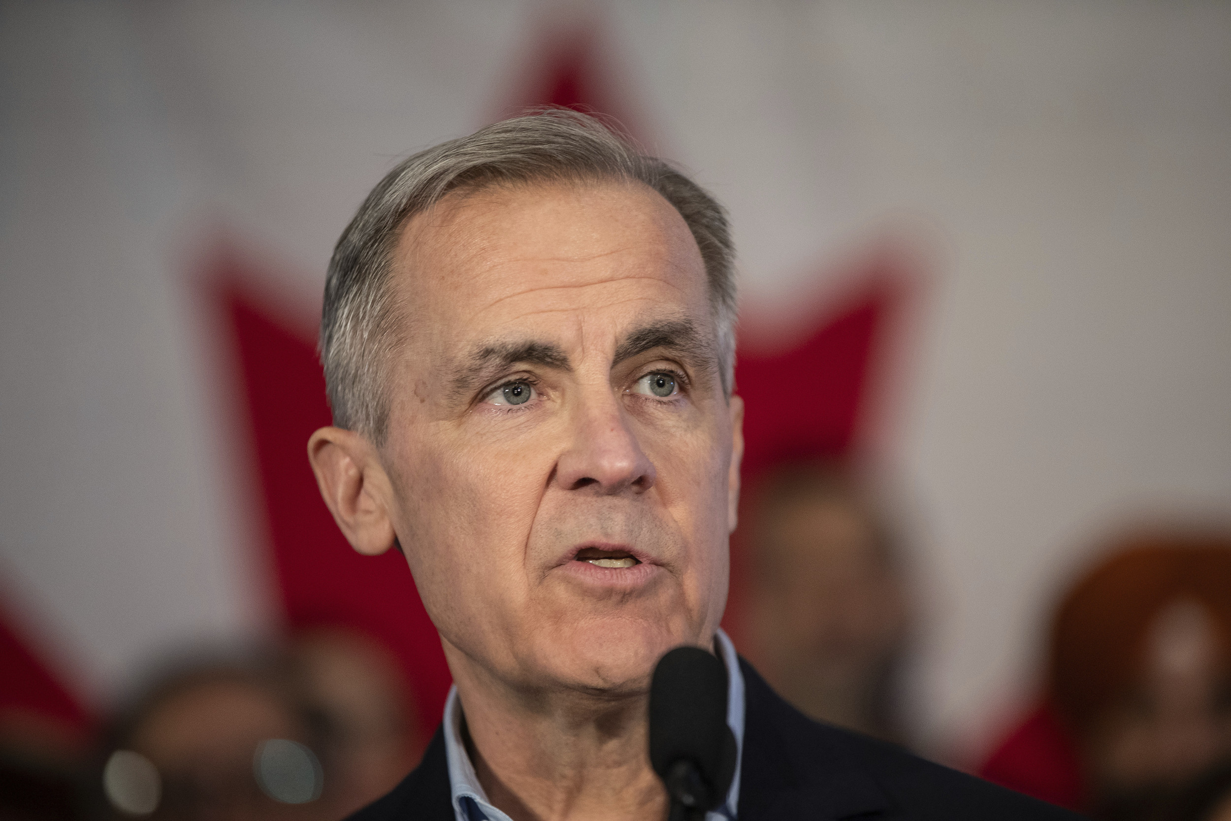 Mark Carney speaks during his Liberal leadership campaign launch in Edmonton, on Thursday Jan. 16, 2025. Carney, the former Bank of England governor is a front-runner for the Liberal Party leadership as well. Jason Franson/AP Photo