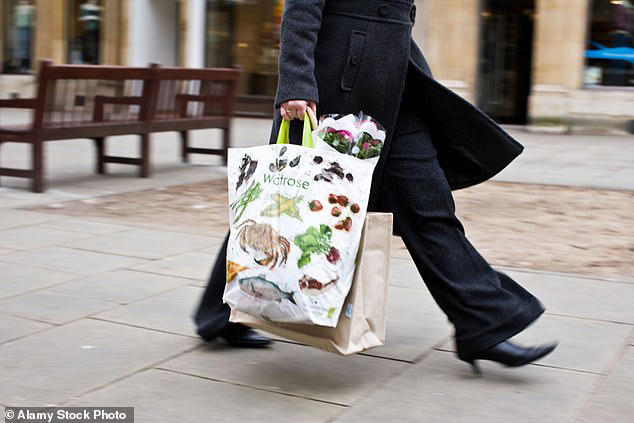 Research has revealed that a build-up of these microplastics – minuscule pieces that break off from items such as shopping bags and food packaging – can be linked to heart disease, dementia and several cancers (stock image) 