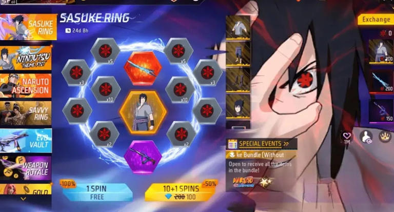 Sasuke Ring Event in Free Fire MAX: Unlock Epic Rewards