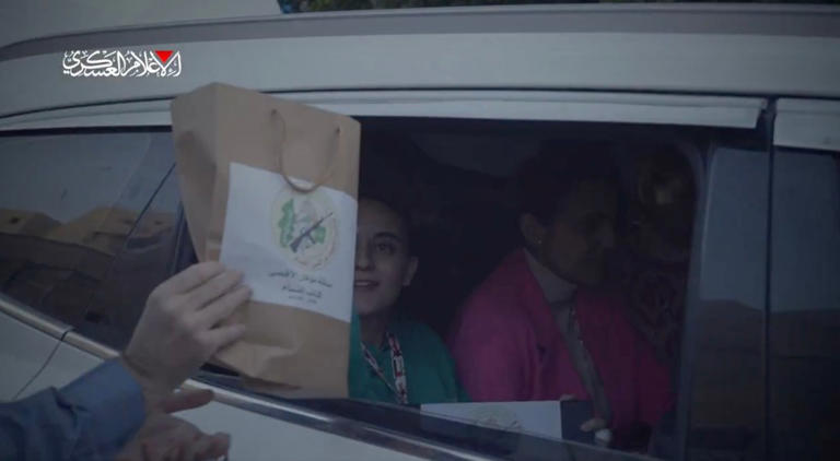 Each of the hostages released by Hamas were given a bizarre “gift bag” before they were handed over to the Red Cross – while the terror group released an equally strange propaganda video documenting their return.