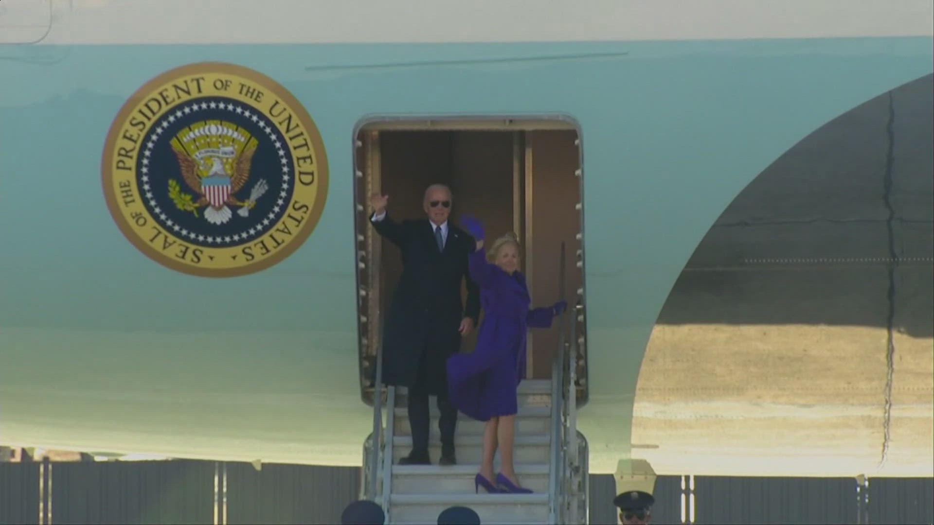 Former President Joe Biden and former First Lady Jill Biden depart