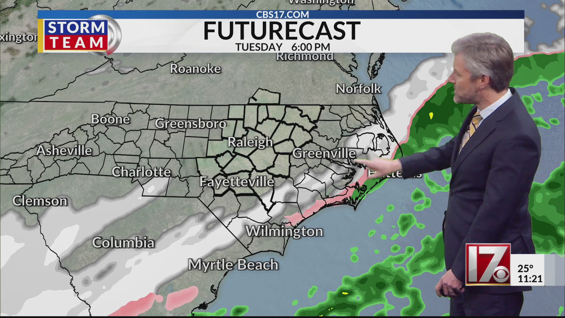Wes Hohenstein's Tuesday central NC weather forecast