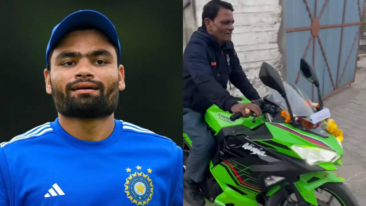 Image for Rinku Singh Gifts Blue-Collar Father a Kawasaki Ninja 400 Worth Over Rs 5 Lakh